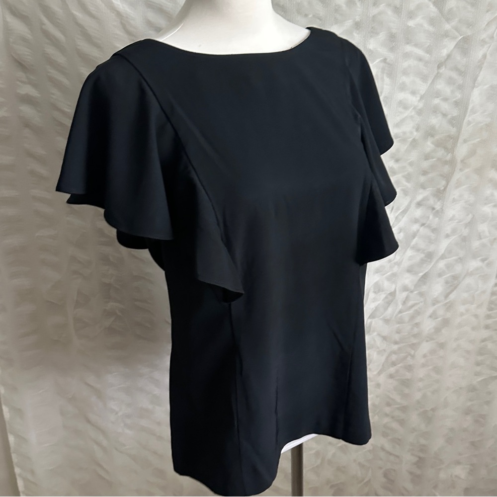Banana Republic Women Lucia Flutter Sleeve Blouse Top V Back SZ 6 Day to Night